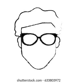blurred silhouette front view faceless man with glasses