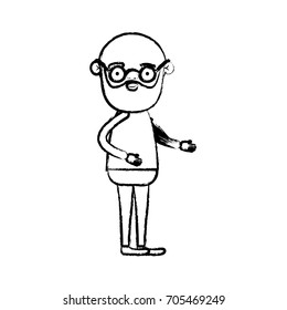 blurred silhouette of full body bearded elderly man in clothes with curly hair vector illustration vector illustration