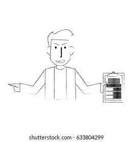 blurred silhouette half body caricature doctor male with table diagnostic