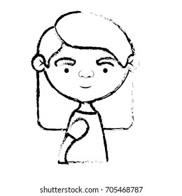 blurred silhouette of half body elderly woman in dress with straight hairstyle vector illustration