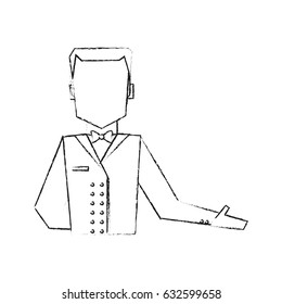 blurred silhouette half body faceless bellboy with uniform
