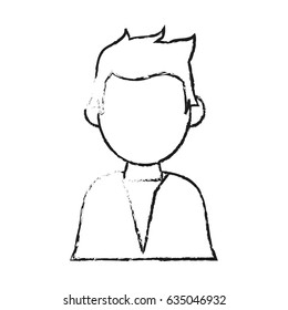 blurred silhouette half body faceless man with t-shirt