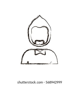 blurred silhouette half body man with beard without face and bow tie