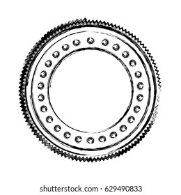blurred silhouette heraldic circular shape stamp with decorative dots vector illustration