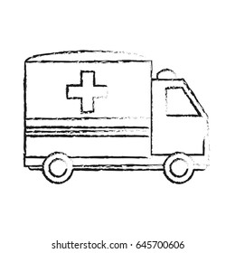 blurred silhouette image cartoon ambulance truck with cross symbol