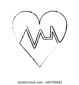 blurred silhouette image cartoon shape heart with life signs