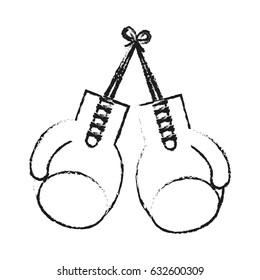 blurred silhouette image set boxing gloves sport element