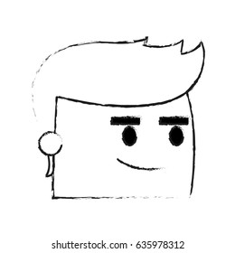 blurred silhouette image side view face cartoon guy with expression of satisfaction