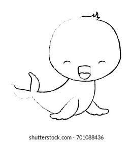 blurred silhouette of kawaii caricature cute seal aquatic animal vector illustration
