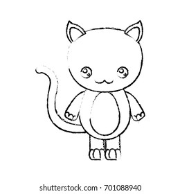 blurred silhouette of kawaii caricature cute happiness expression of cat animal vector illustration