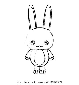 blurred silhouette of kawaii caricature cute happiness expression of rabbit animal vector illustration