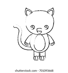 blurred silhouette of kawaii caricature cute surprised expression of cat animal vector illustration