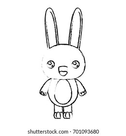 blurred silhouette of kawaii caricature cute surprised expression of rabbit animal vector illustration