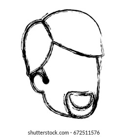 blurred silhouette of man faceless with van dyke beard and side parted hair vector illustration