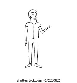 blurred silhouette of man with long beard standing in formal clothes vector illustration