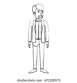 blurred silhouette of man standing with formal clothes and beard van dyke vector illustration