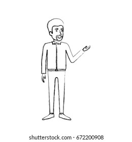 blurred silhouette of man with van dyke beard standing in formal clothes vector illustration