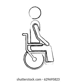 blurred silhouette person sitting in abstract wheelchair flat icon vector illustration