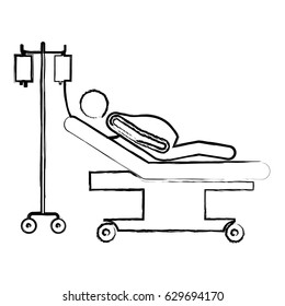 blurred silhouette pictogram pregnant woman in stretcher clinical vector illustration