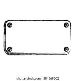 blurred silhouette rectangle warning traffic sign with screws vector illustration