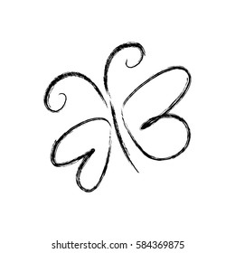 Blurred Silhouette Sketch Butterfly Insect Vector Illustration