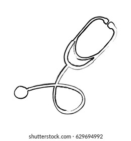 blurred silhouette of stethoscope medical with auriculars vector illustration