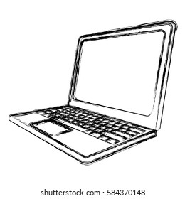 blurred silhouette tech laptop side view vector illustration