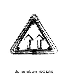 blurred silhouette triangle shape frame same direction arrow road traffic sign vector illustration