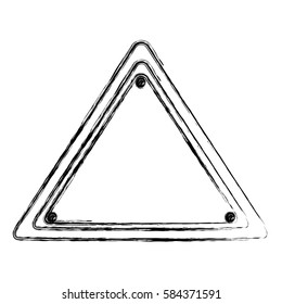 blurred silhouette triangle warning traffic sign vector illustration