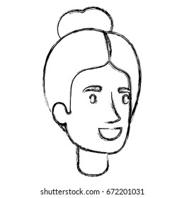 blurred silhouette of woman face with collected hairstyle vector illustration
