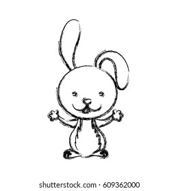 blurred sketch silhouette cute rabbit animal vector illustration