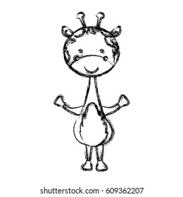 blurred sketch silhouette picture cute giraffe animal vector illustration