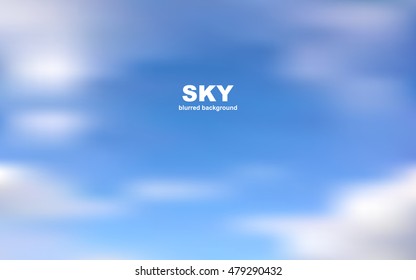 Blurred sky and cloud background. Vector illustration in blue colors. Fine template for motivational text, web design or weather forecast.