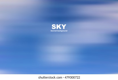 Blurred sky and light clouds background. Vector illustration in blue colors. Fine template for motivational text, web design or weather forecast.