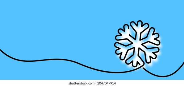 Blurred snowflake drawn by single line. Vector winter illustration.
