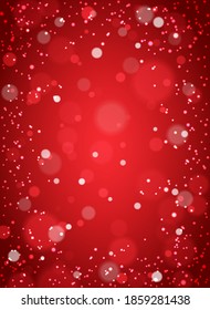 Flor de nieve borrosa sobre fondo rojo. Ilustración vectorial.