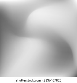 Blurred Soft Liquid Curve Dynamic Gradient Background. Metallic Light Calm Grey Background. Wavy Sky Aluminium Water Blurry Texture. Silver Monochromatic Fluid Dark Soft Swirl Gradient Mesh.