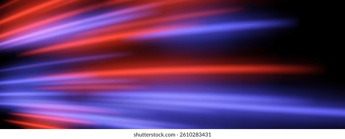 Blurred speed lights. Red and purple lines with wide motion blur create layered horizontal movement effect.