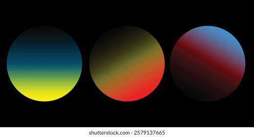 Blurred spheres. Color gradients. Set of defocused color round shapes for creative graphic design. Vector illustration.