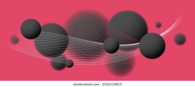 Esferas borrosas sobre fondo abstracto vector rojo, bolas desenfocadas levitando papel tapiz.