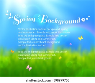Blurred spring sunny meadow vector colorful background.