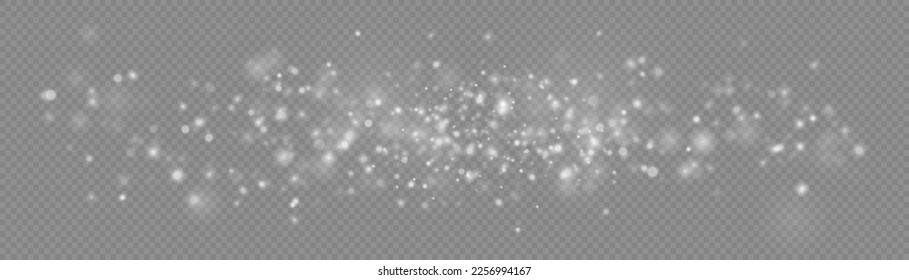 Una estrella borrosa brilla sobre un fondo transparente. Las luces abstractas oscurecen el efecto bokeh. La luz de la lente brilla o brillan brillantemente brillantes estrellas brillantes para el diseño. El blanco de Navidad desenfocado desata el polvo. Vector.