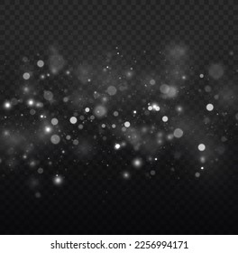 Una estrella borrosa brilla sobre un fondo transparente. Las luces abstractas oscurecen el efecto bokeh. La luz de la lente brilla o brillan brillantemente brillantes estrellas brillantes para el diseño. El blanco de Navidad desenfocado desata el polvo. Vector.