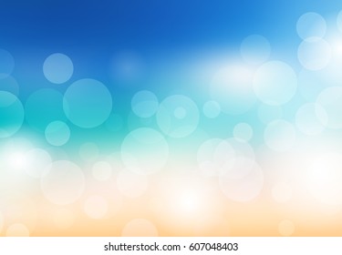 Blurred summer background. Beach with sparkles and bokeh. Vector background for your creativity