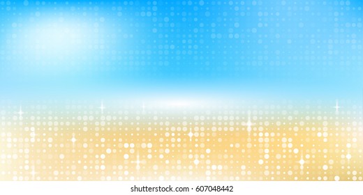 Blurred summer background. Beach with sparkles and bokeh. Vector background for your creativity