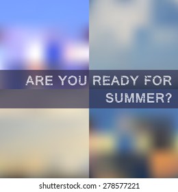 Blurred summer backgrounds vector set
