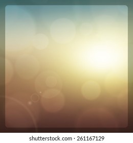 Blurred summer sun and sky burst lens flare and bokeh light vector Background.