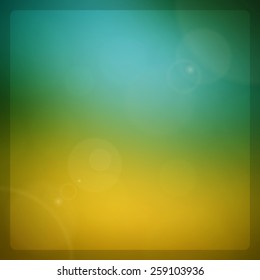 Blurred summer sun and sky lens flare and bokeh light vector Background.