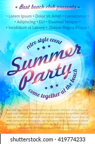 Blurred summer vector tropical background with palms silhouettes
