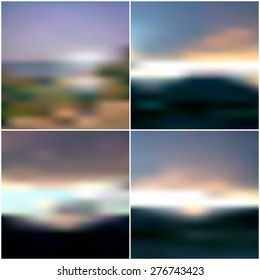 Blurred Sunset backgrounds set, sunrise wallpaper vector.
